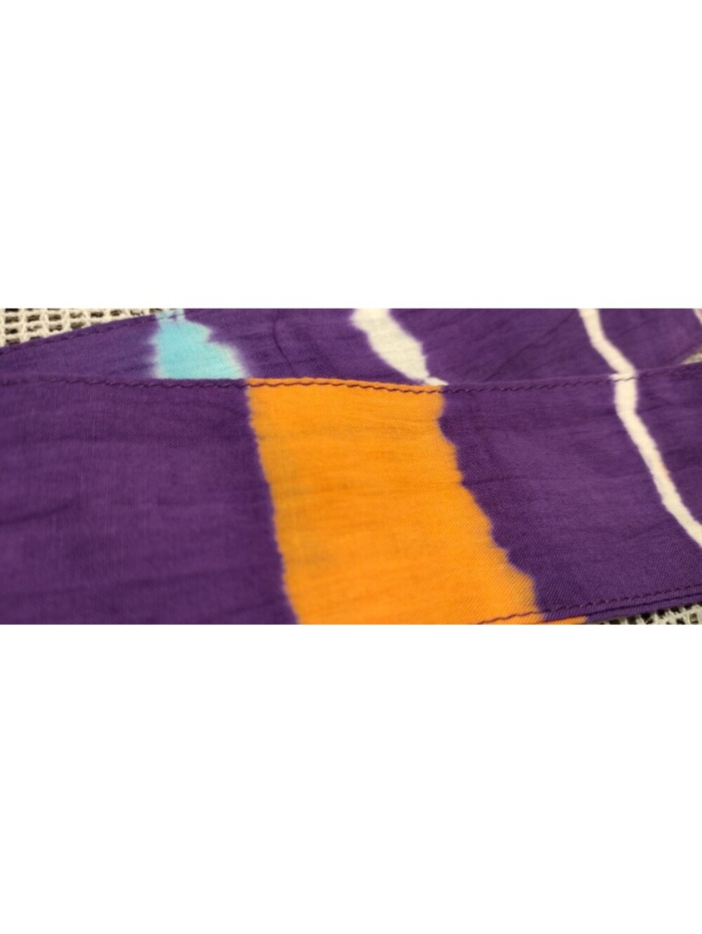 1970s Purple Sash Belt L Psychedelic Tie Dyed Cotton Head band ORIGINAL HIPPIE - Picture 12 of 13